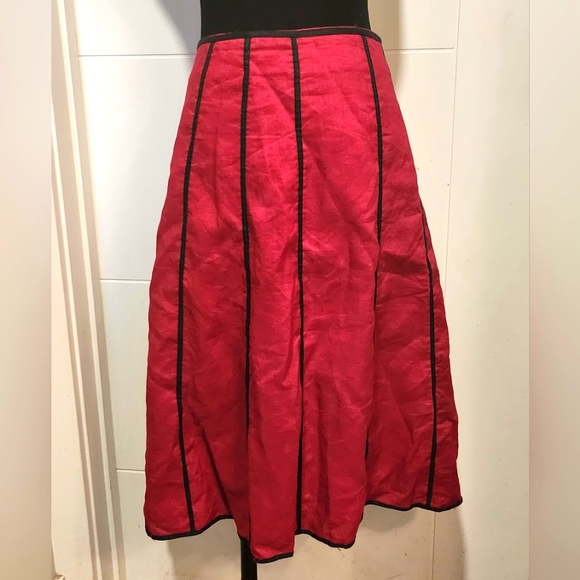 Vintage Anne Carson Red Linen Skirt Size S/P - Picture 2 of 7